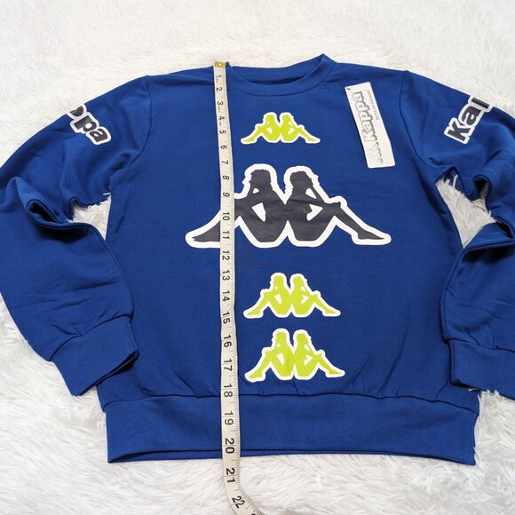 Kappa Unisex Crew Neck Blue Pullover Fleece lined with logo Sweatshirt  NWT - Picture 4 of 7
